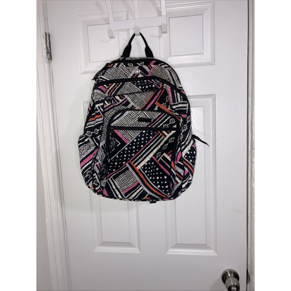 Vera Bradley  Tech backpack Concerto pattern Black, White, Pink,‎ Orange Quilted